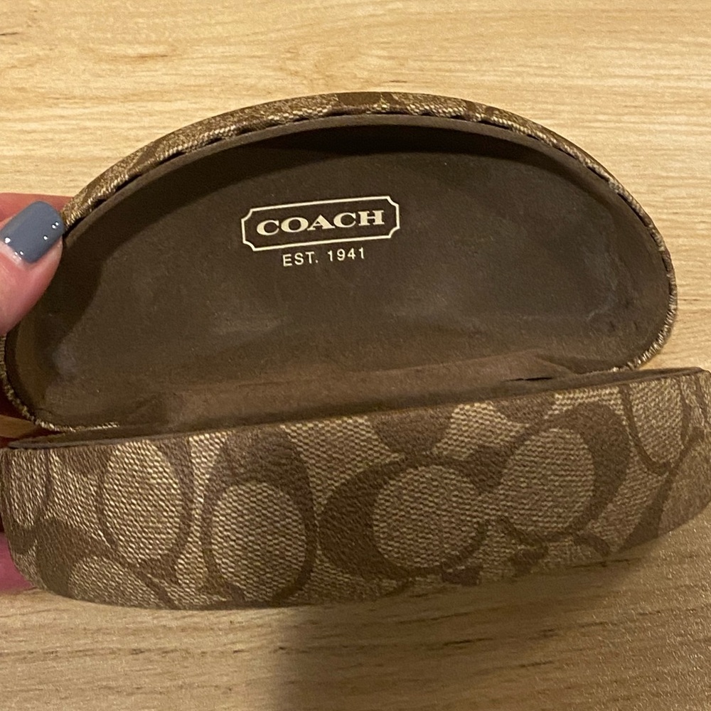 COACH Clamshell Brown Patterned Sunglasses Case, used good shape! Case only!